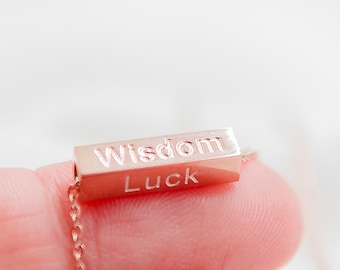 Bar necklace, Rose gold bar necklace, rose gold letter necklace, rose gold necklace, everyday jewelry, letter necklace, word necklace