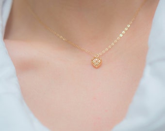 Tiny Heart Gold Filled danity necklace, 14k gold necklace, everyday necklace, Anniversary, Bridal, Mother