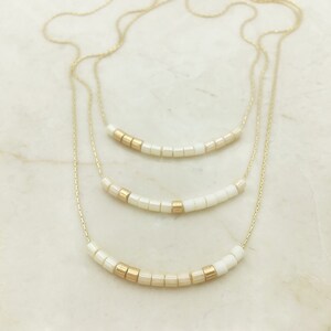Bead bar necklace Layered necklace Dainty necklace Minimalist necklace Gold filled necklace Gold necklace Everyday necklace Bridesmaids gift