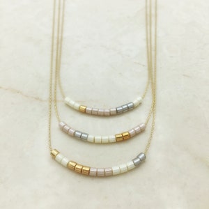 Bead bar necklace Layered necklace Dainty necklace Minimalist necklace Gold filled necklace Gold necklace Everyday necklace Bridesmaids gift
