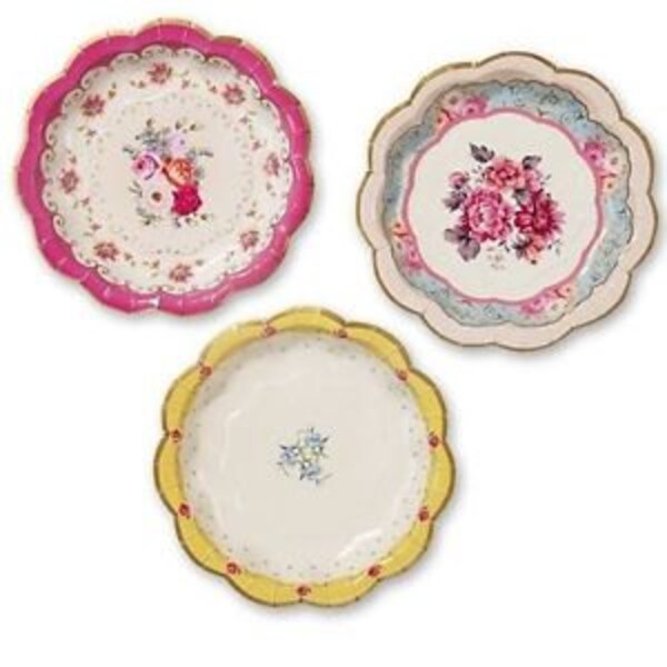 Vintage Style  Afternoon Tea Party, 12 Paper Plates