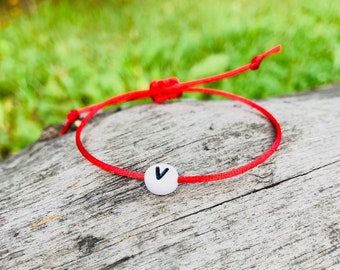 Adjustable Initial Cord Bracelet, Personalized Letter String Bracelet