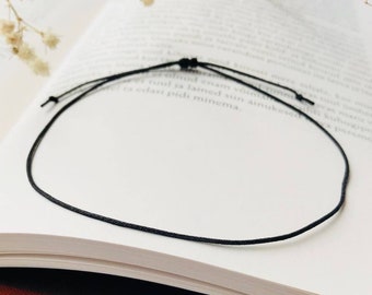 Verstelbare mannen vrouw zwarte koordarmband, ultradunne koord surfer armband, unisex armband, minimalistische verstelbare zwarte koordarmband