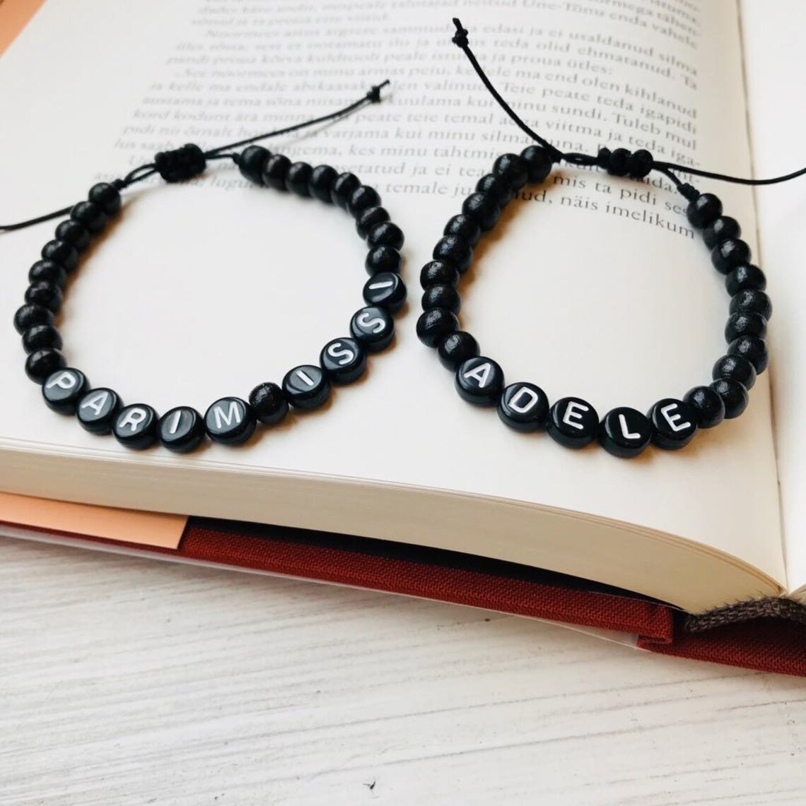 Personalized Adjustable String Bracelet Name Bracelet Beaded Etsy