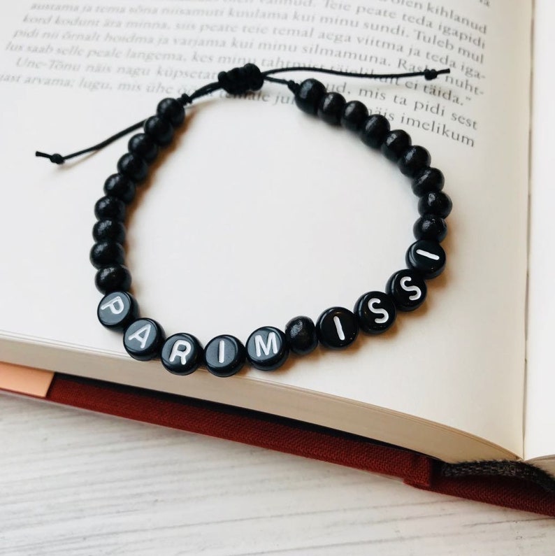 Personalized Adjustable String Bracelet Name Bracelet Beaded Etsy