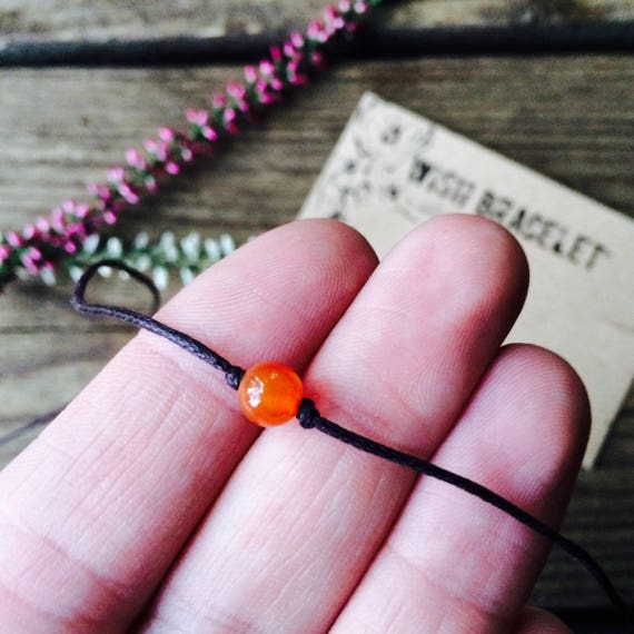 Carnelian String Bracelet Minimalist Bracelet Adjustable Bracelet Stackable Bracelet Silk String