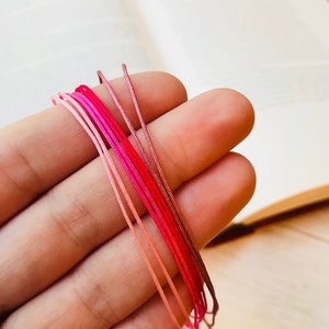 Waterproof pink bracelet, surfer bracelet, Adjustable men woman string bracelet, ultra thin bracelet, unisex bracelet, double cord bracelet