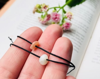 Sunstone and moonstone Couples bracelet SET of 2, thin bracelet stone bracelet, cord bracelet, friendship bracelet, bff gifts, his and hers