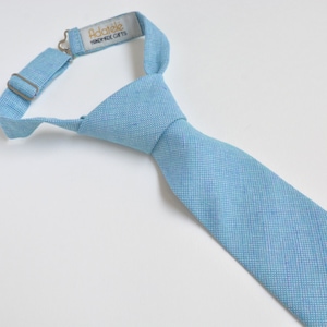 4-8 years Boy&#39;s Blue Melange Linen Necktie for Wedding, Birthday, Festive Outfit