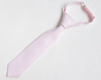 Light Pink Linen Boy's adjustable length Necktie - Ring Bearer Necktie - Youth Ties