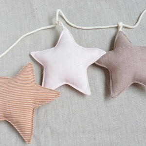Linen Fabric Stars Garland Neutral Beige Colors Nursery Decor Newborn Baby Gift Sustainable Party decoration, Kids Photoshoot Backdrop image 7