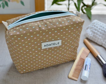 Estuche de cosméticos acolchado de algodón: organizador de maquillaje cuadrado para adolescentes.