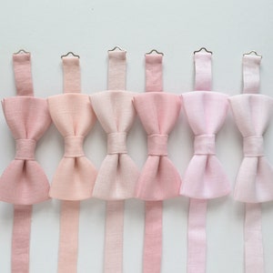 Blush Pink Ring Bearer Linen Bow Tie - Wedding Boy&#39;s Bowties - Light Peach Prom Bowtie