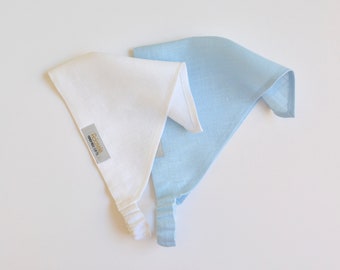 White Linen Headscarf - Hair Triangle Bandana Kerchief - Plain White Headband for women - Toddler Girl Sunscreen