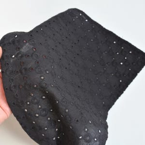 Black Broderie Anglaise Cotton Head Scarf - Head Bandana - Embroidered Summer Headband - Triangle Hair Kerchief with elastic
