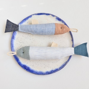 Set of 2 St. Anthony Sardine Feast Fish Ornaments Key fob - Kids Birthday Favour Gift for Sea Lover, Sustainable Maritime House Decoration