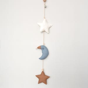 Celestial Nursery Decor – Moon, Star Linen Vertical Garland - Newborn Baby Gift