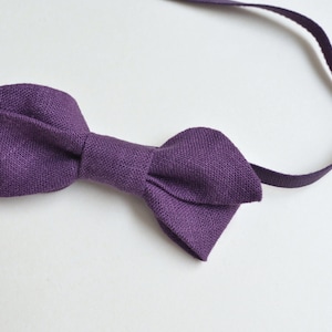 Purple Girl's Linen Hair bow Hair accessories Flower Girl Headband Family Photo props image 1