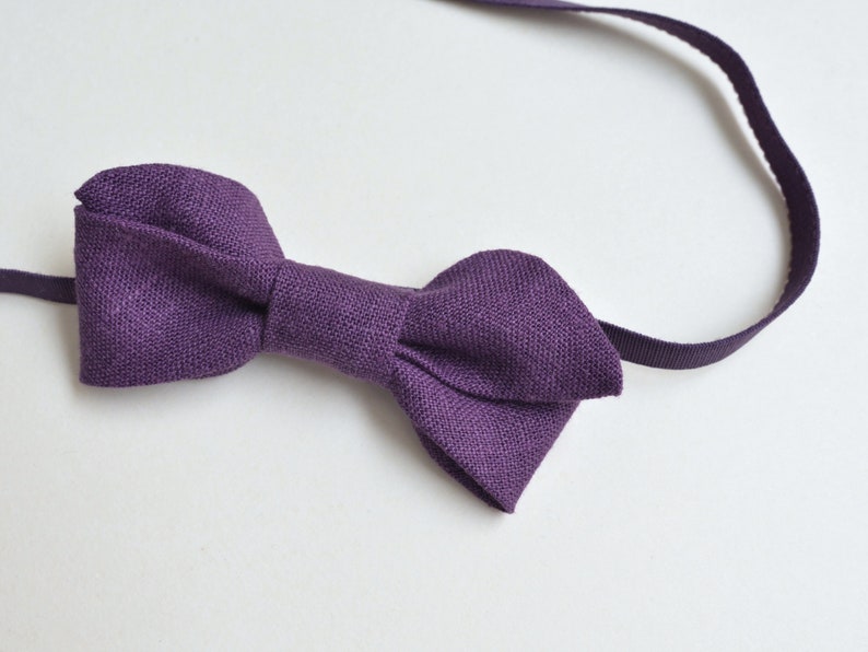 Purple Girl's Linen Hair bow Hair accessories Flower Girl Headband Family Photo props image 1