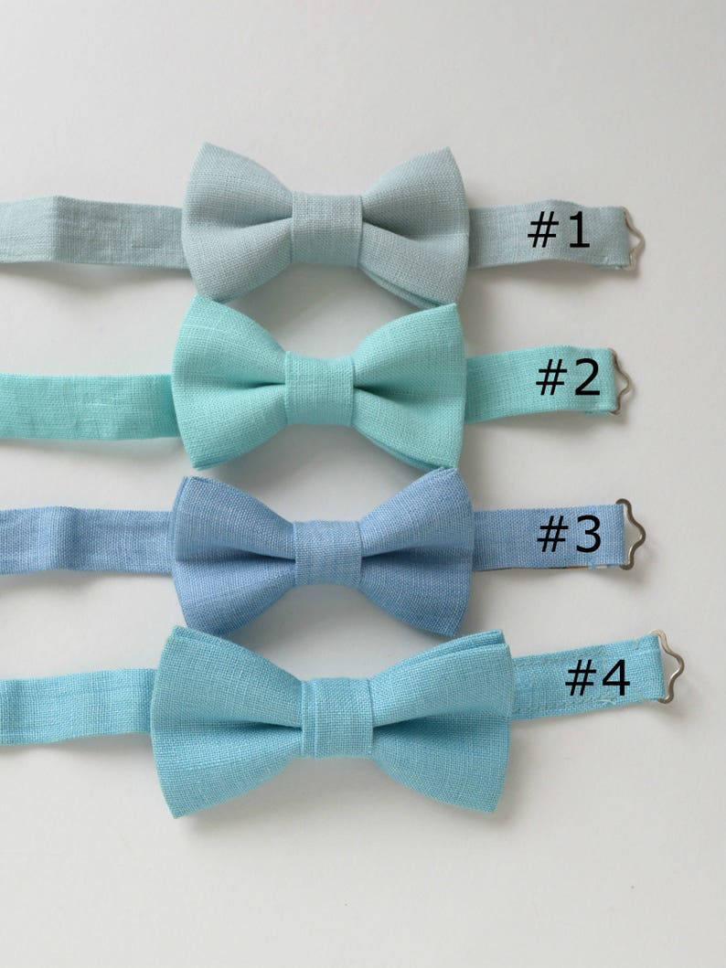 Aqua Blue Linen Bow Tie for Boys Turquoise Beach Wedding Etsy