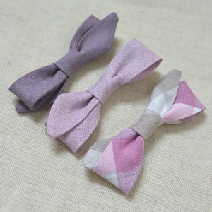 Purple Girl's Linen Hair bow Hair accessories Flower Girl Headband Family Photo props image 3