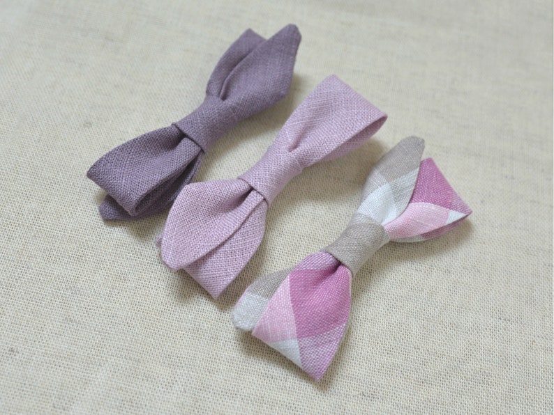 Purple Girl's Linen Hair bow Hair accessories Flower Girl Headband Family Photo props image 3