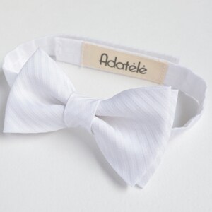 White Cotton Newborn Baby Christening Bow Tie - Wedding, Baptism baby bowtie sew on