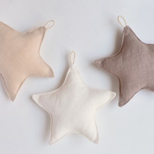 Linen Fabric Stars Garland Neutral Beige Colors Nursery Decor Newborn Baby Gift Sustainable Party decoration, Kids Photoshoot Backdrop 1-2-3