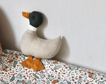 Linen Duck Soft Toy - Eco Friendly Sustainable Baby Plush Toy - Stuffed animal toy