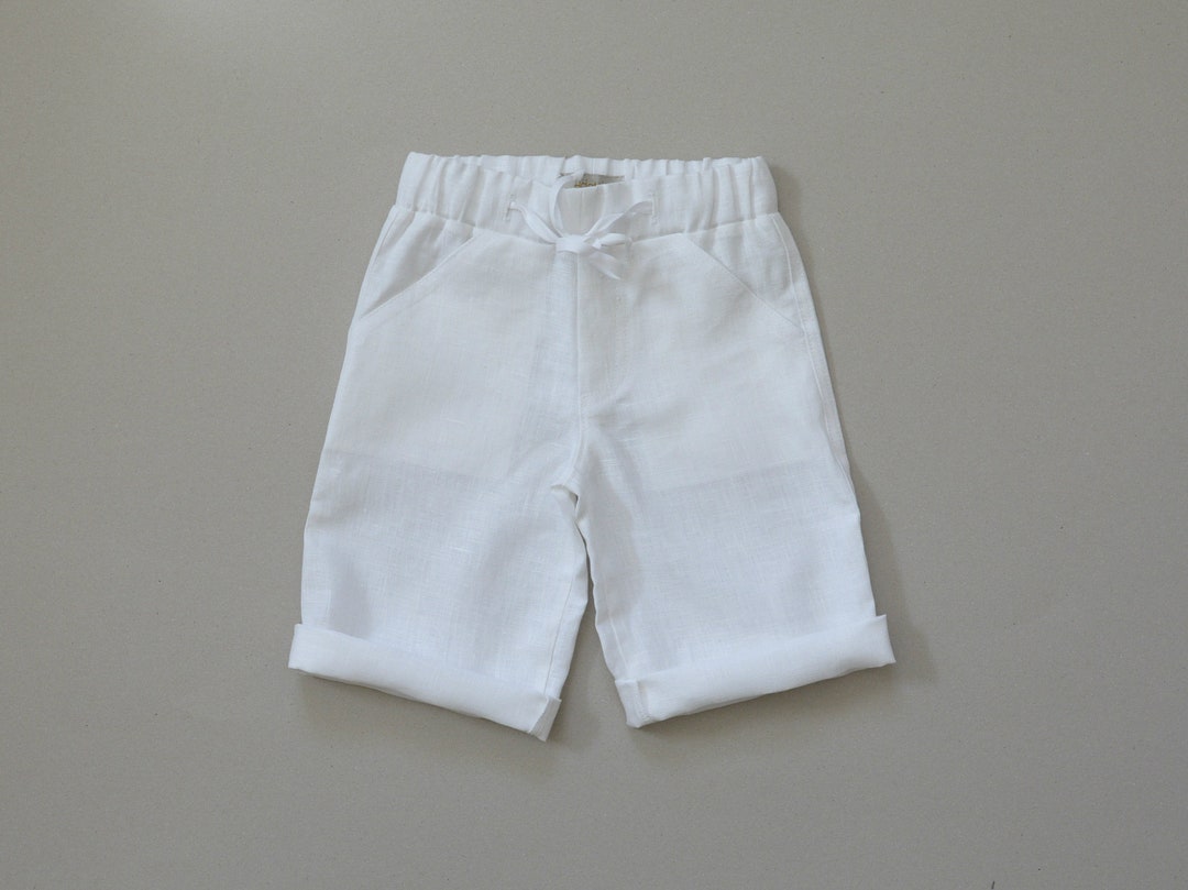 White Linen Boys Shorts Toddler Cropped Trousers Boys Etsy Ireland