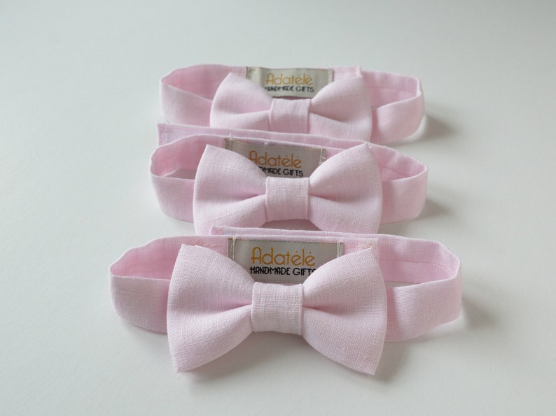 Blush Pink Boy/'s Bowtie Pale Pink Ring Bearer Linen Bow Tie Blush Wedding Bowties Festive Boy/'s Outfit