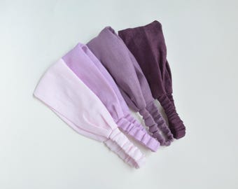 Linen Headband - Girls, Women Hair bandana - Purple, Mauve, Solid Color Hairband