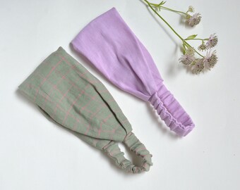 Set of 2 Linen Headbands - Head bandana for Women, Girls