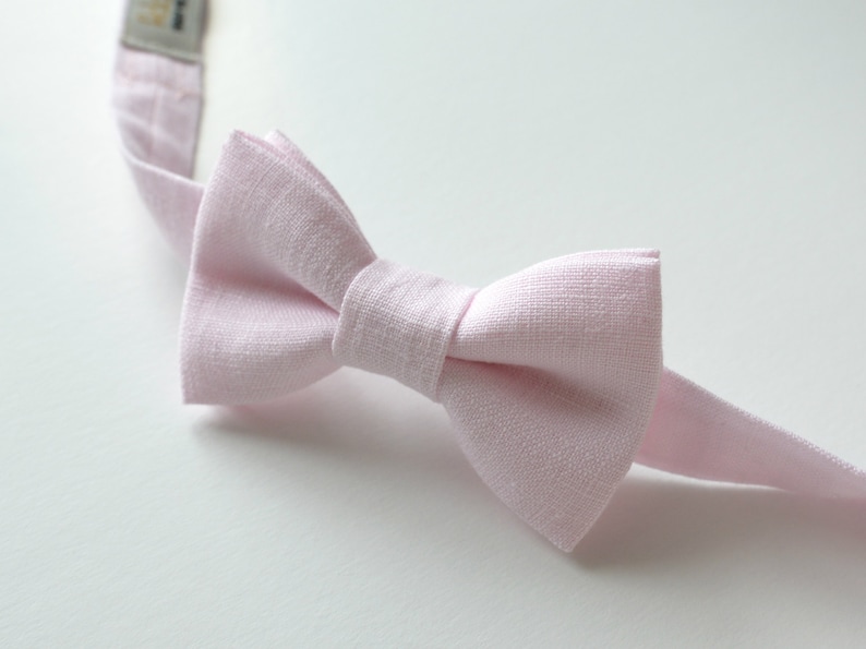 Blush Pink Boy/'s Bowtie Pale Pink Ring Bearer Linen Bow Tie Blush Wedding Bowties Festive Boy/'s Outfit