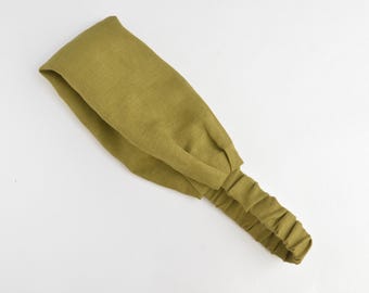 Moss green linen, breathable head bandana