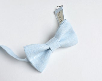 Gift for Father and Son - Sky Blue  Linen Matching Bow Ties Dad and Son for family photo, Christening, Wedding