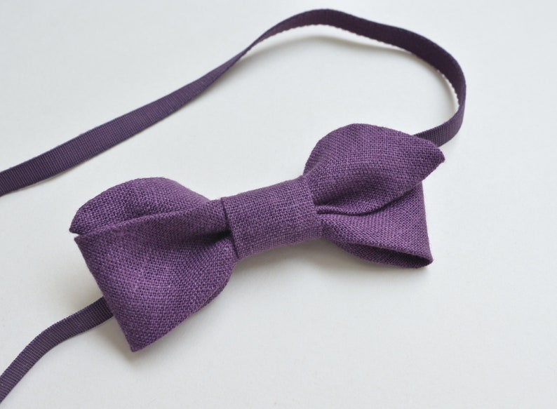 Purple Girl's Linen Hair bow Hair accessories Flower Girl Headband Family Photo props image 2