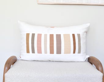 White Beige Brown Quilted Patchwork Linen Lumbar Pillow Cover -  Neutral Nursery  Baby, New Mom Gift
