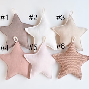 Linen Fabric Stars Garland Neutral Beige Colors Nursery Decor Newborn Baby Gift Sustainable Party decoration, Kids Photoshoot Backdrop image 2