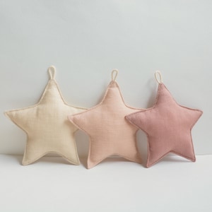 Stars Ornaments Garland from Linen - Earth Colors Nursery, Kids Room Decoration - Eco Friendly Newborn Baby Shower Gift