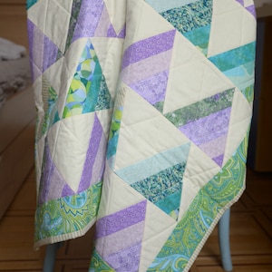 White Purple Green Cotton Patchwork Quilted Baby Crib Blanket