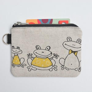 Porta monete per bambini - ID, porta carte con rane - Ragazzi, ragazze, piccolo portafoglio con cerniera in lino - regalo di benvenuto - ritorno a scuola - regalo per under 15