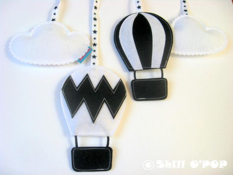 Black and White Felt Airballoons Baby Mobile PDF Pattern Etsy