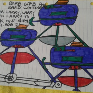 Barb, Barb y Barb - Su nombre: Elmer Fudd - On The Bot Walk - Oh Ship Chat-Bots Robot's Fashion Show - Juego de 4 bocetos digitales