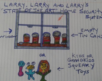 Larry, Larry and Larry's "State of The Art" Home Security System - A Digital Pencil Sketch - see item details