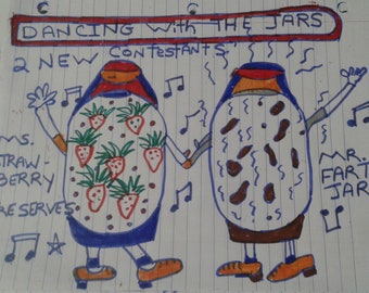 Dancing With The Jars 2 neue Teilnehmer - Ms. Strawberry Preserves And Mr. Fart Jar - A Digital Pencil Sketch - siehe Artikeldetails