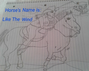 The Name Of The Horse Is: Like The Wind - A Digital Pencil Sketch - see item details