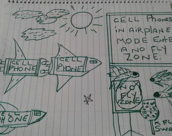 Cell Phones In Airplane Mode Enter A No Fly Zone - A Digital Pencil Sketch - see item details