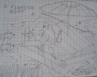 A Fishing Boat Digital Pencil Sketch - See Item Details