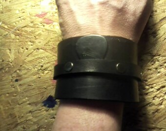 Gold Studded Black Leather Double Wrap Bracelet – Katie Joëlle
